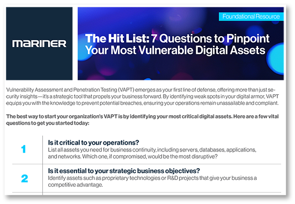 Mariner - VAPT - The Hit List - 7 Questions to Pinpoint Your Most Vulnerable Digital Assets 
